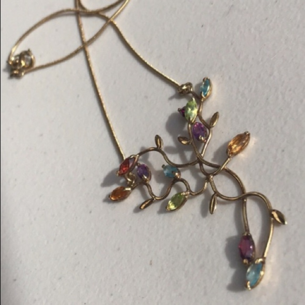 Gorgeous Authentic Gemstones Freeform SJS Necklace
